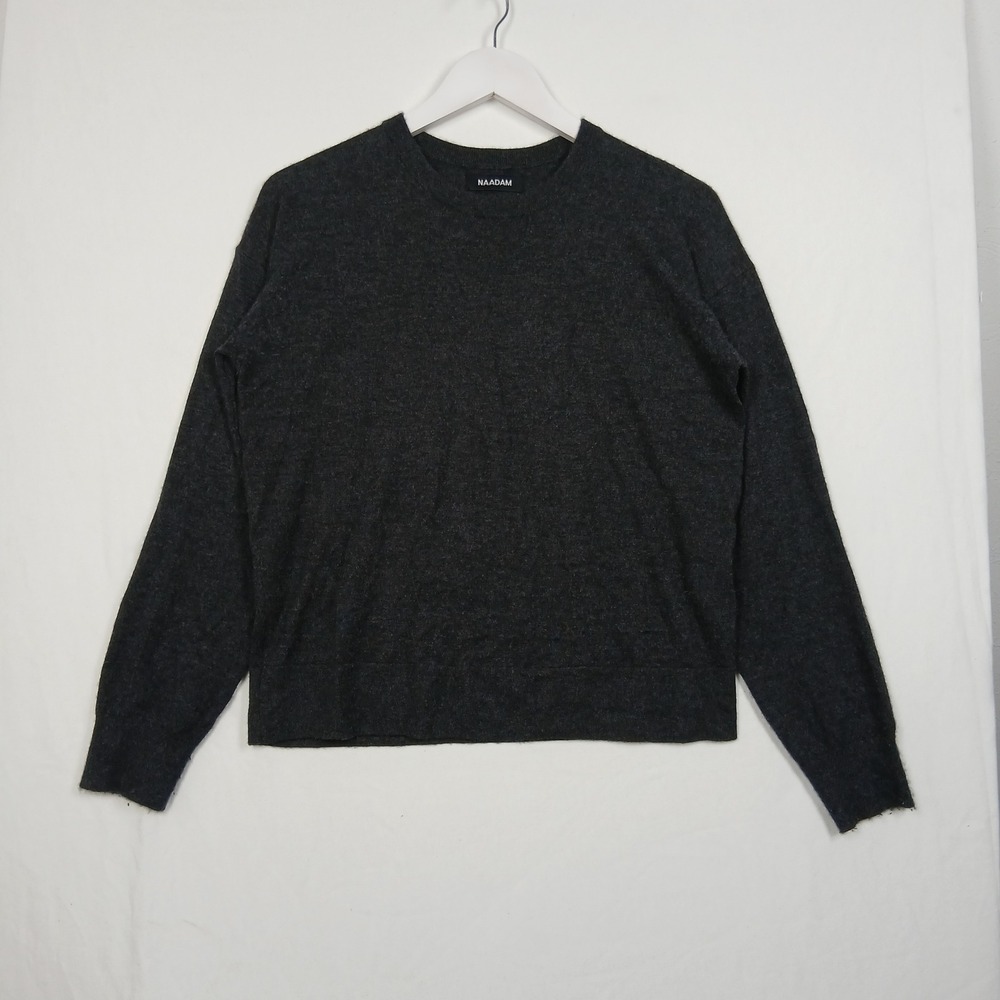 NAADAM 100% Cashmere Crewneck Sweater Dark Charcoal Gray Small
